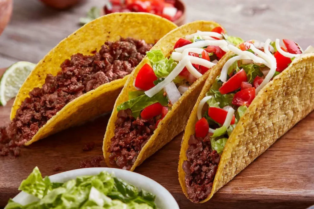 Tacos made with beef minced beef from Beyond Meat